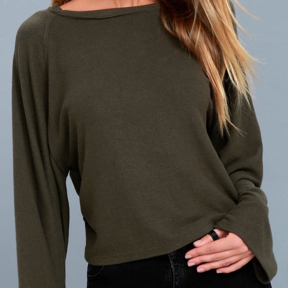 Project Social T Olive Green Long Sleeve Sweater